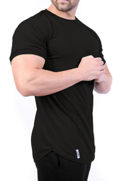 Curved Hem Tee Black
