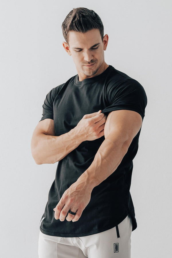 Curved Hem Tee Black