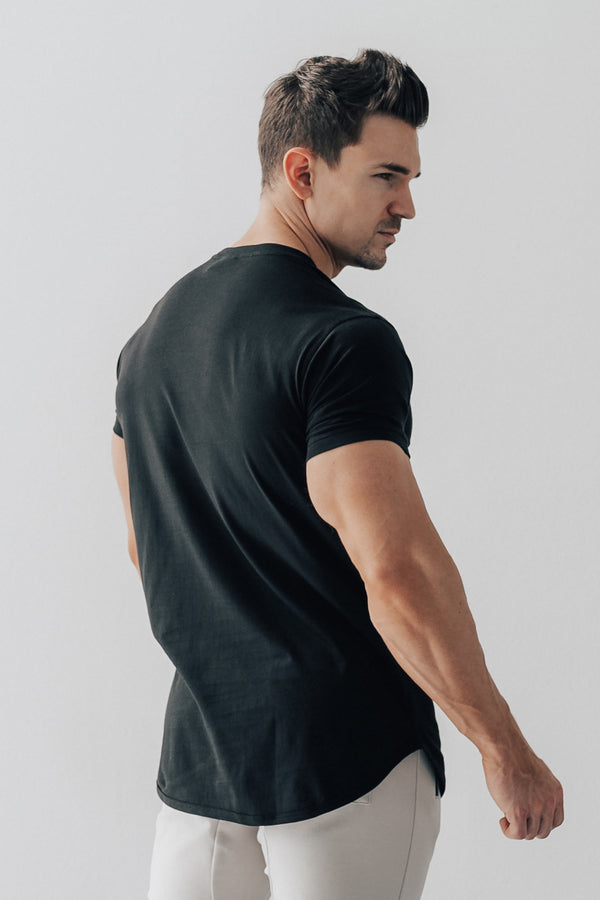 Curved Hem Tee Black