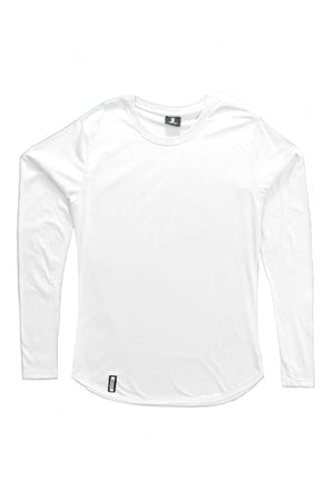 Curved Hem Long Sleeve White