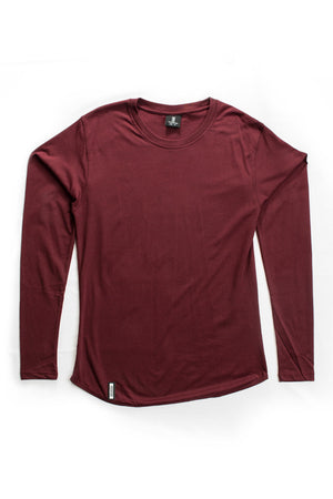 Curved Hem Long Sleeve Burgundy