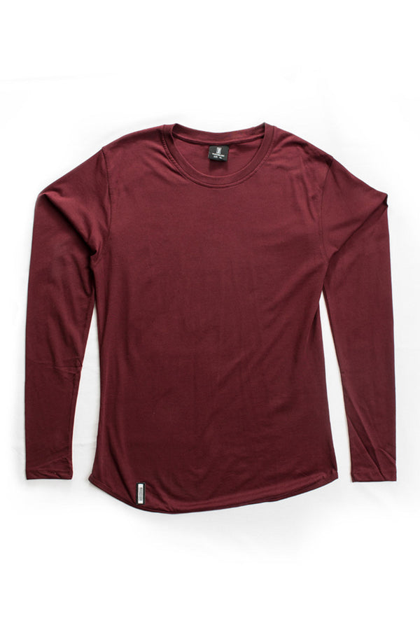 Curved Hem Long Sleeve Burgundy