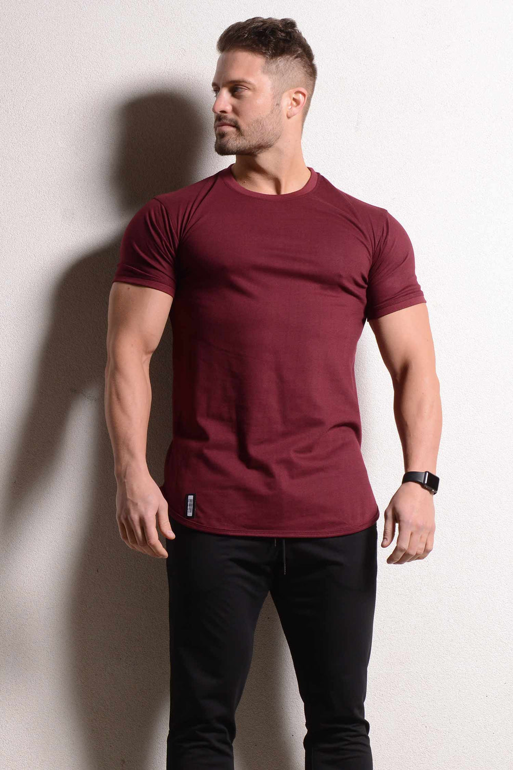 Curved Hem Tee Burgundy