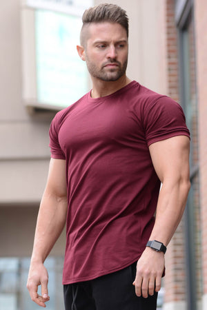 Curved Hem Tee Burgundy
