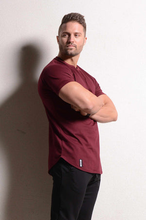 Curved Hem Tee Burgundy