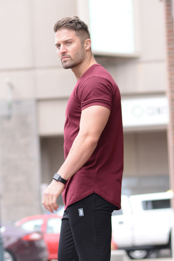 Curved Hem Tee Burgundy