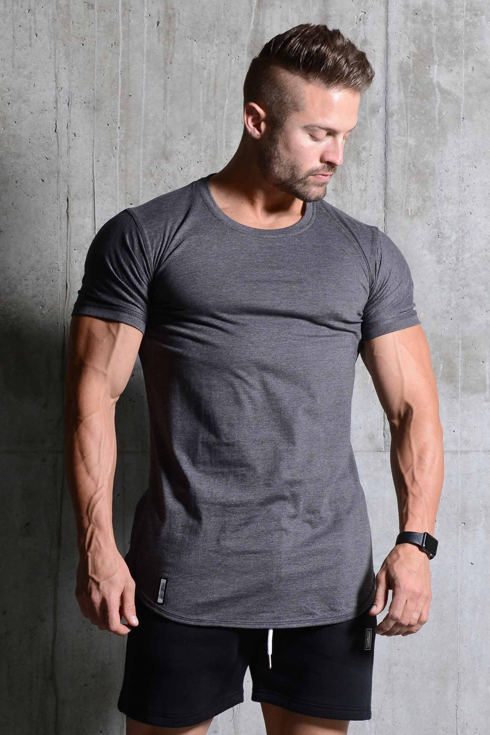 Curved Hem Tee Charcoal