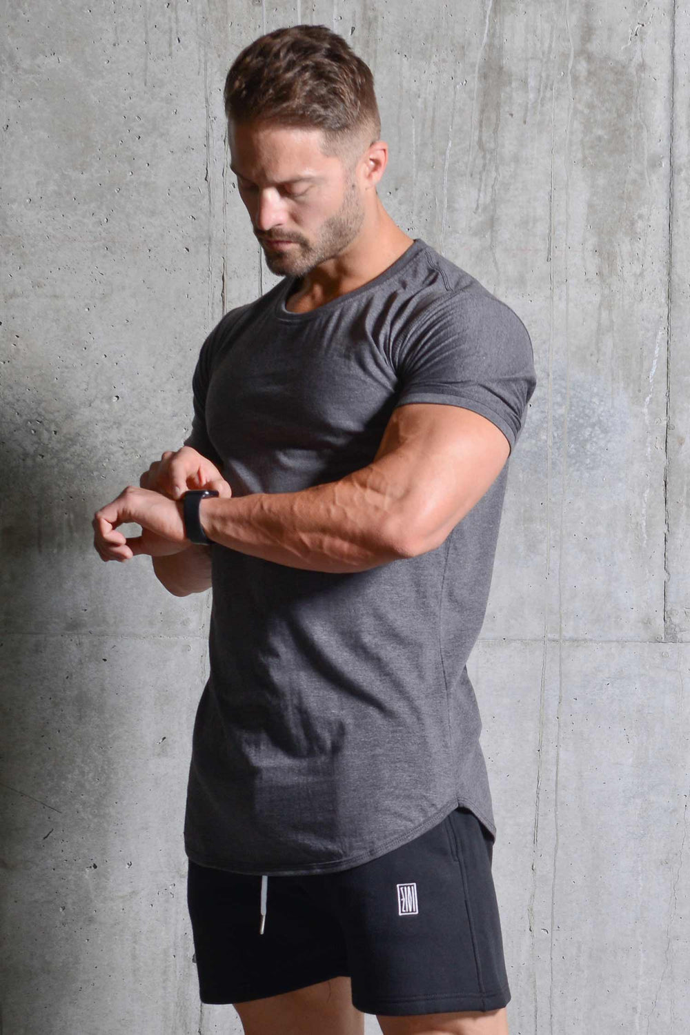 Curved Hem Tee Charcoal
