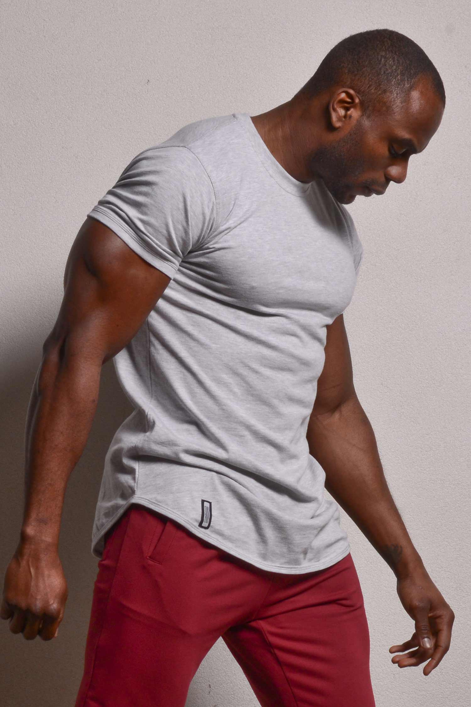 Curved Hem Tee Gray