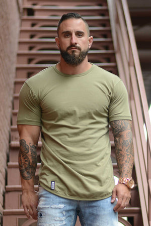 Curved Hem Tee Khaki Green