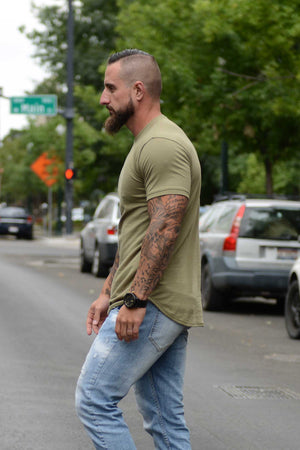 Curved Hem Tee Khaki Green