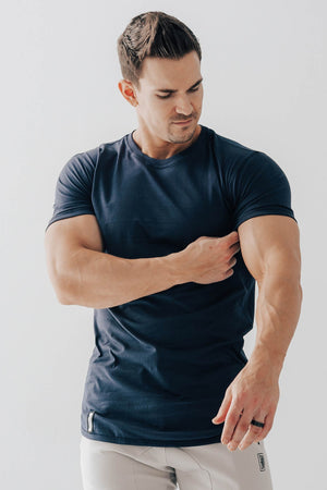 Curved Hem Tee Midnight Blue
