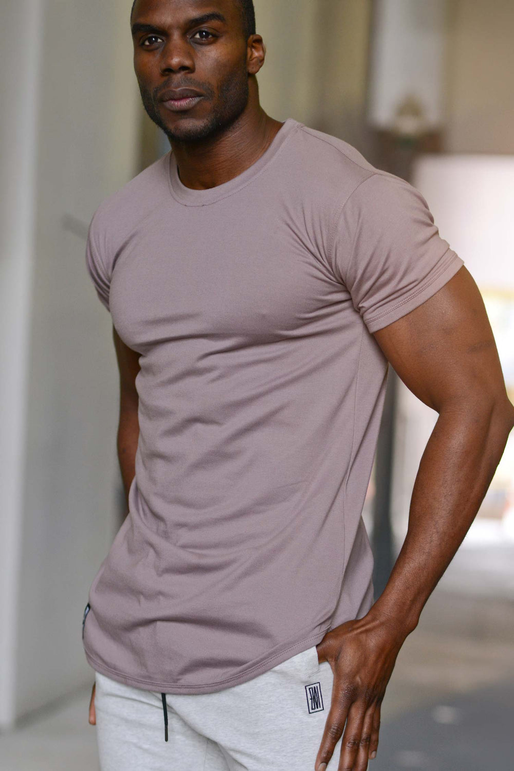 Curved Hem Tee Stone