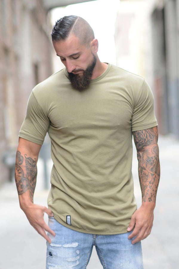 Curved Hem Tee Khaki Green