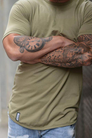 Curved Hem Tee Khaki Green