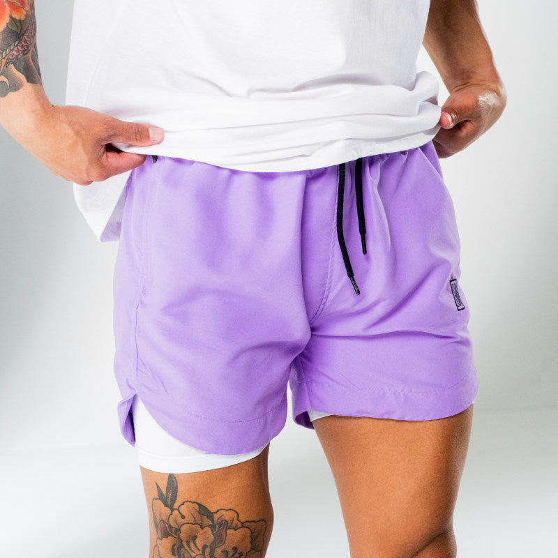 Lifestyle Lined Shorts Lavender/White - ZIVI Apparel