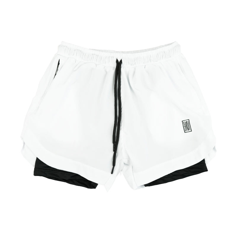 Lifestyle Lined Shorts White/Black - ZIVI Apparel