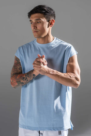 Oversized Shoulder Tee Baby Blue