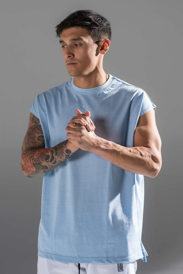 Oversized Shoulder Tee Baby Blue