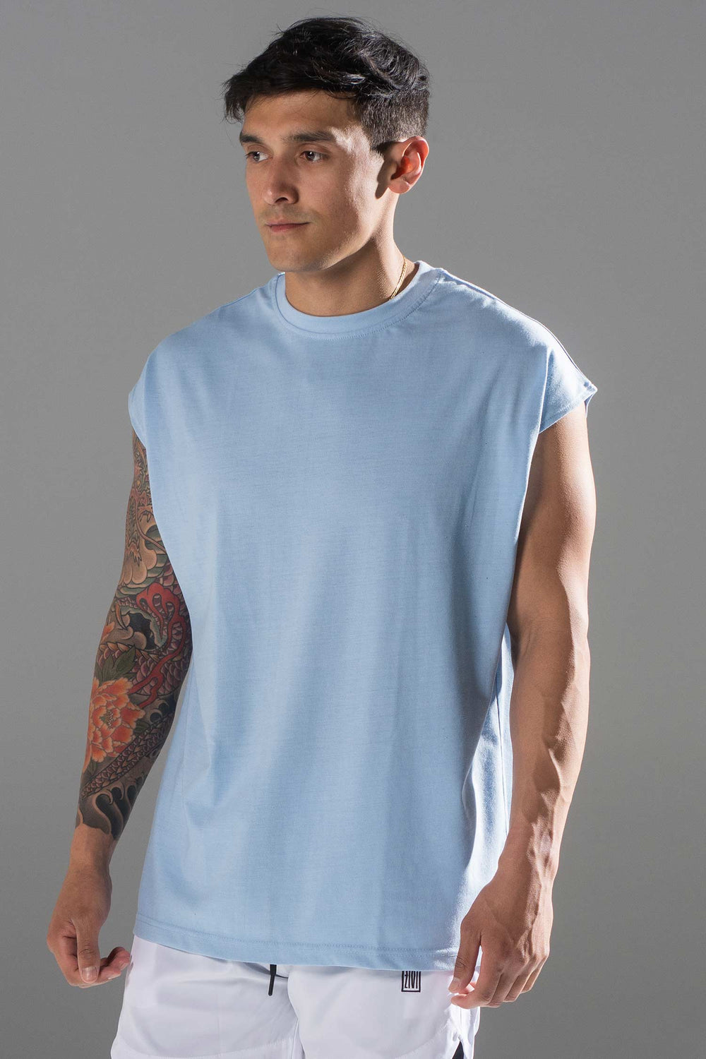 Oversized Shoulder Tee Baby Blue