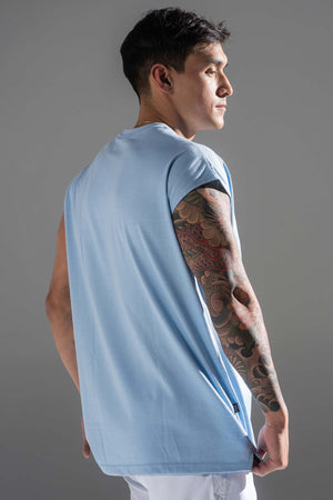 Oversized Shoulder Tee Baby Blue