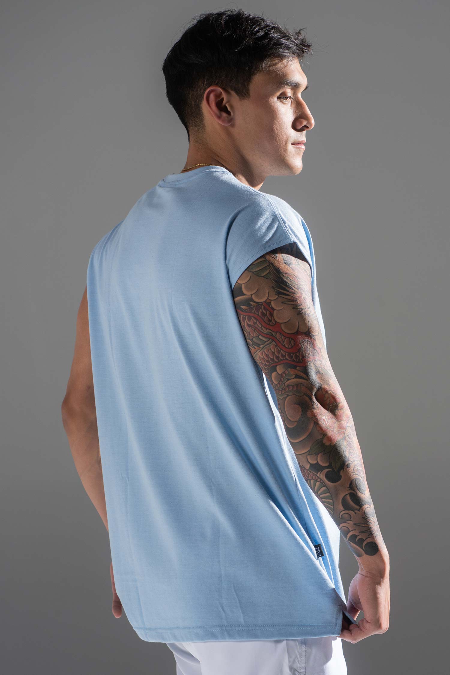 Oversized Shoulder Tee Baby Blue