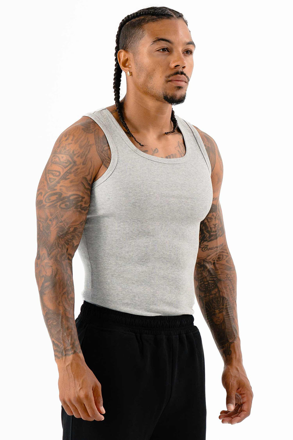 Ribbed Tank Heather Gray