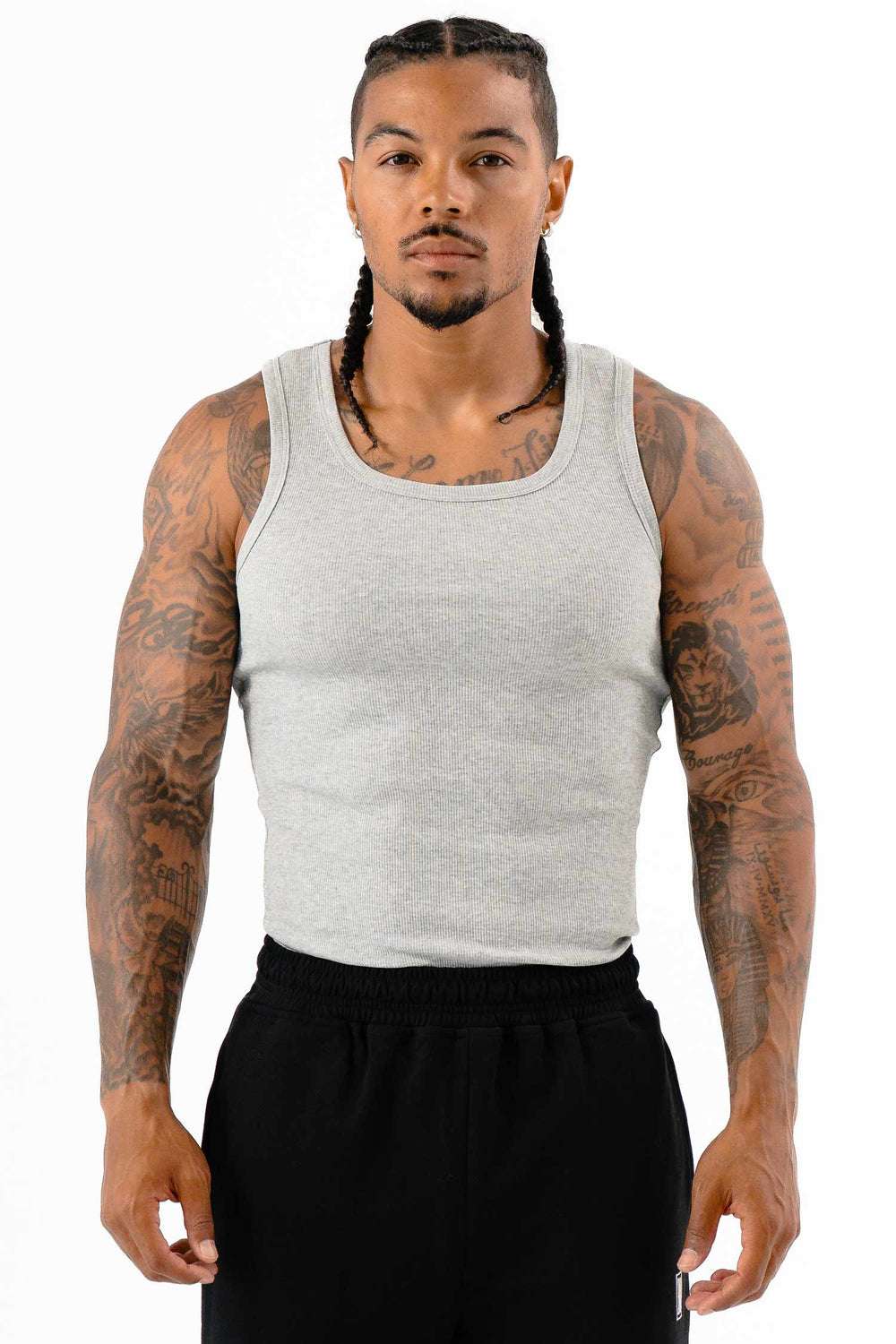 Ribbed Tank Heather Gray