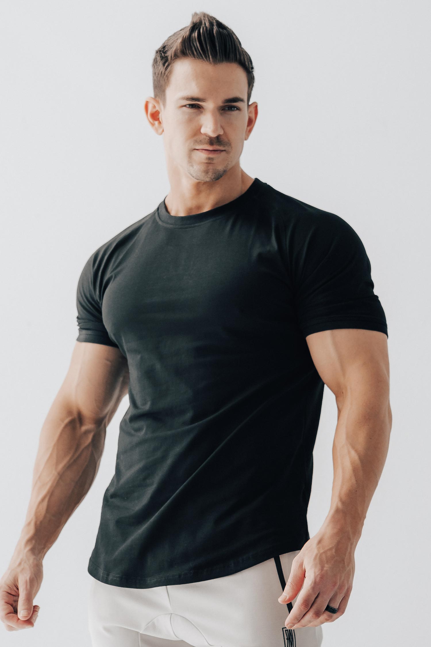 Curved Scoop Hem Tee Black