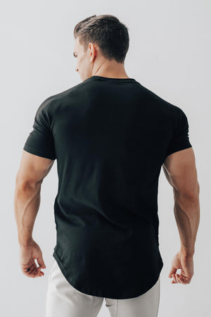 Curved Scoop Hem Tee Black