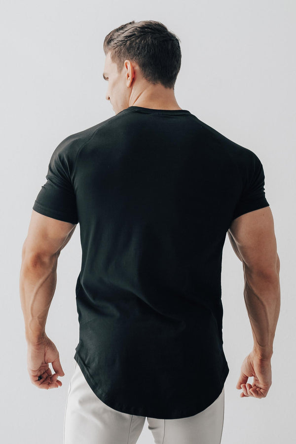 Curved Scoop Hem Tee Black