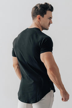 Curved Scoop Hem Tee Black