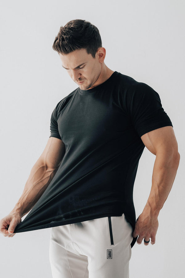 Curved Scoop Hem Tee Black