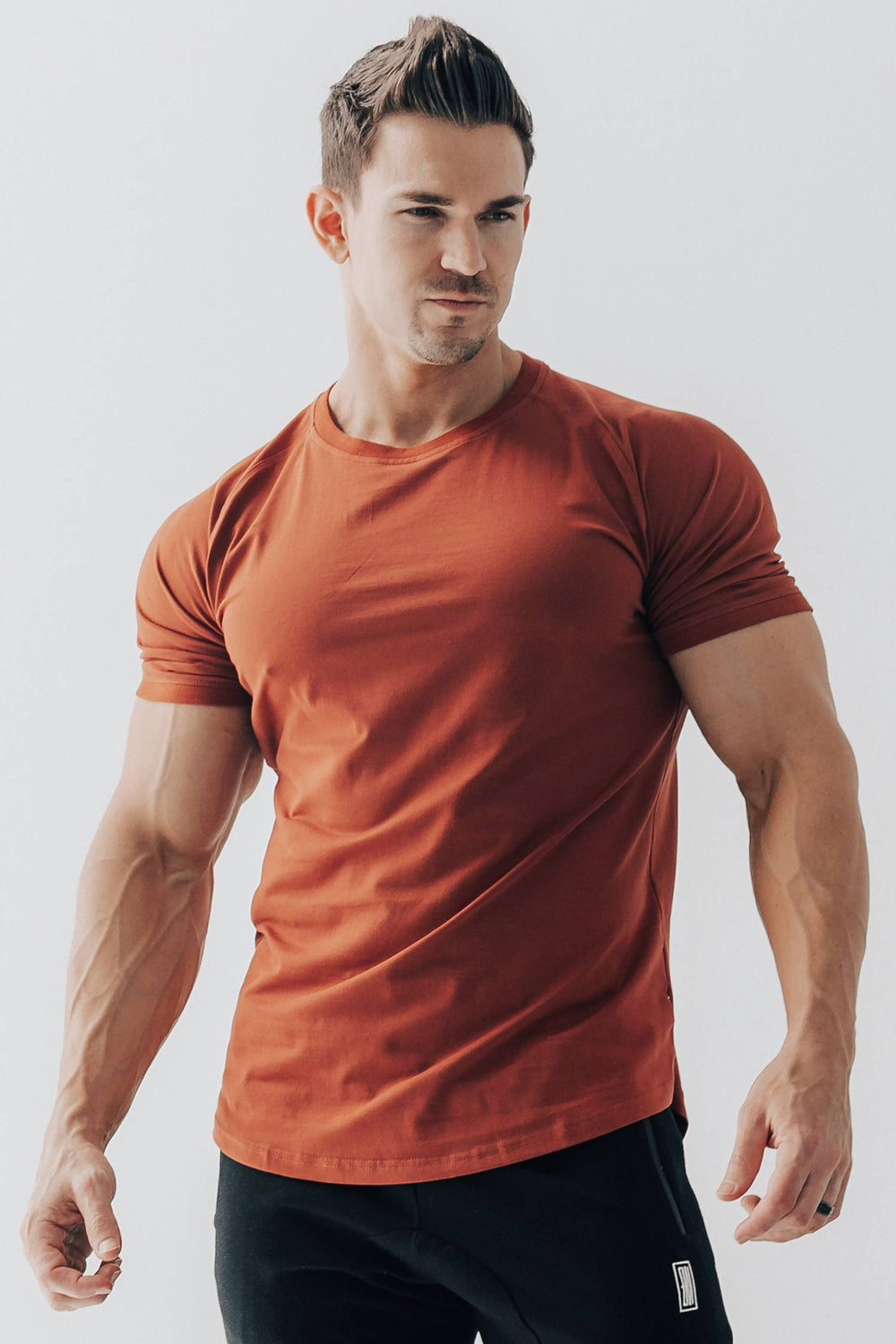 Curved Scoop Hem Tee Brick
