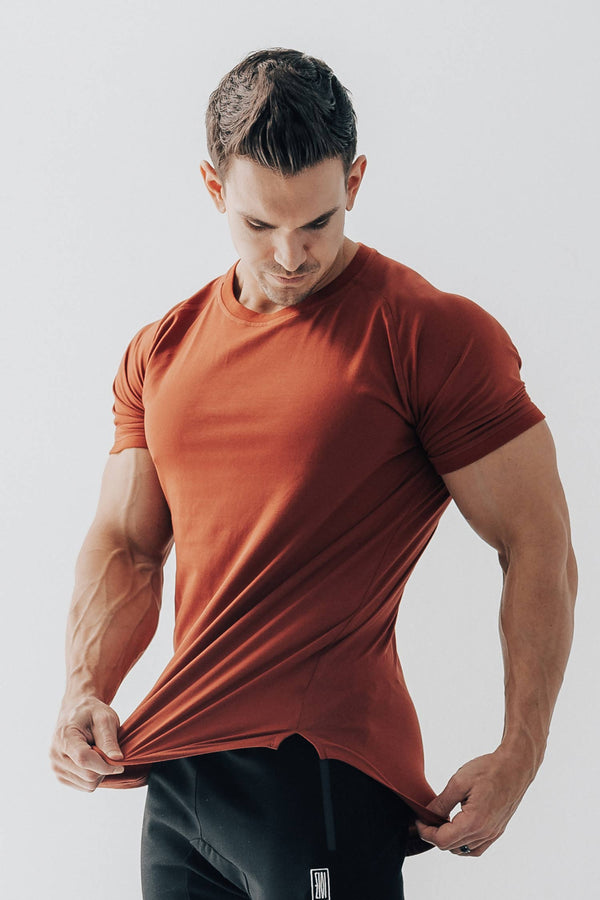 Curved Scoop Hem Tee Brick