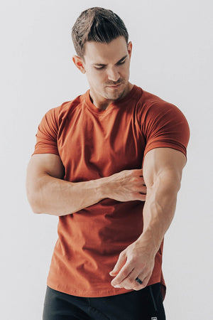 Curved Scoop Hem Tee Brick