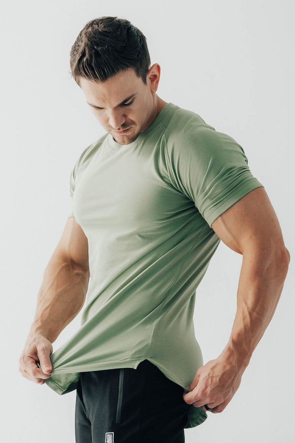 Curved Scoop Hem Tee Leaf