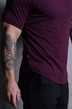 Curved Scoop Hem Tee Merlot