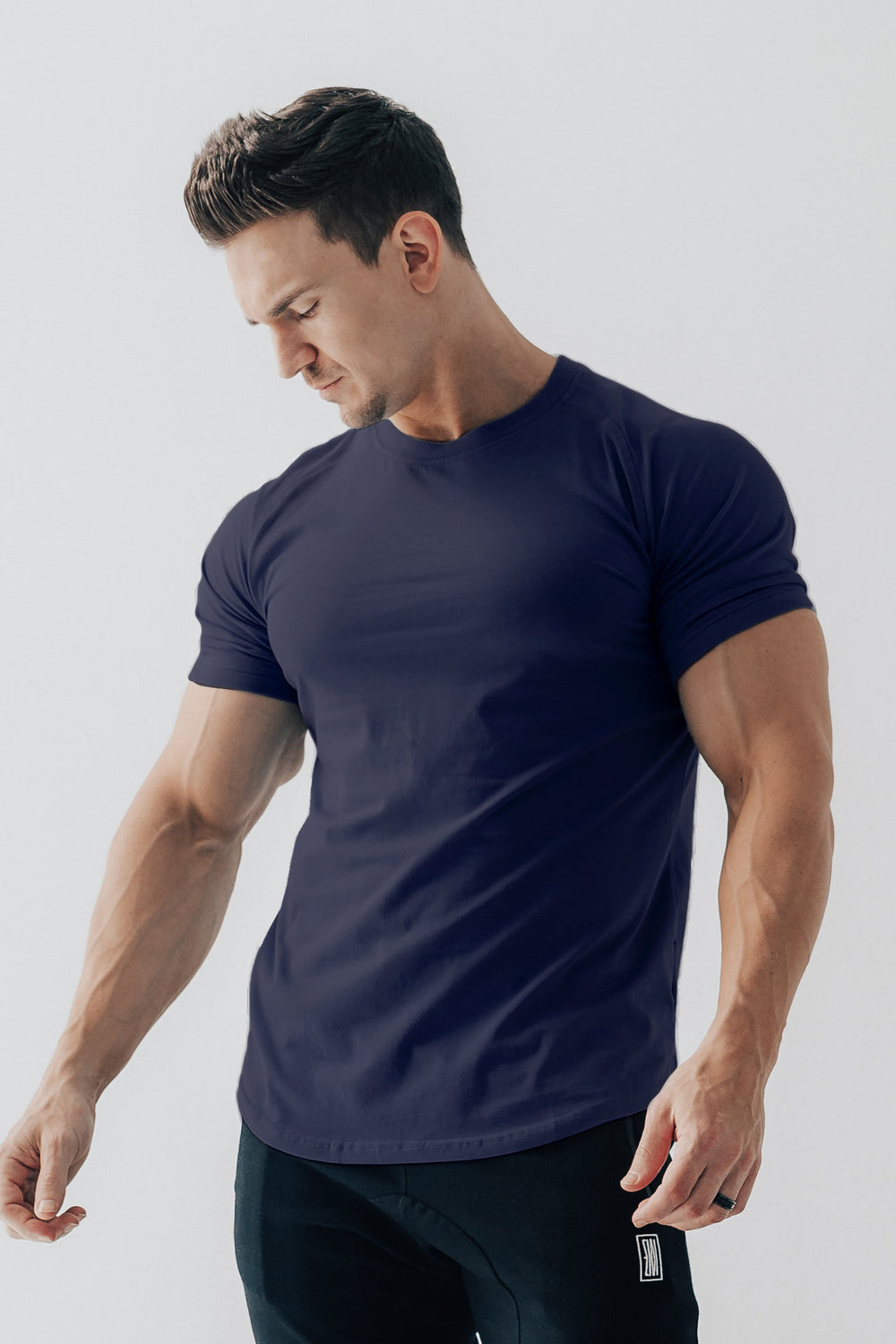 Curved Scoop Hem Tee Navy