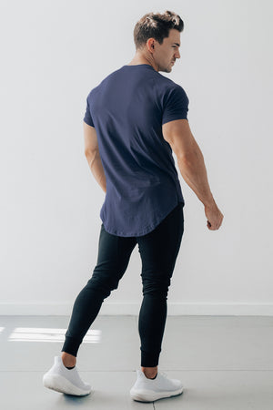 Curved Scoop Hem Tee Navy