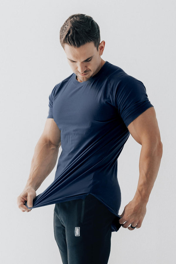 Curved Scoop Hem Tee Navy