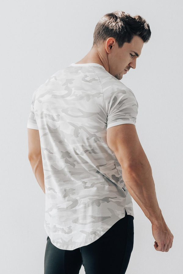 Curved Scoop Hem Tee White Camo