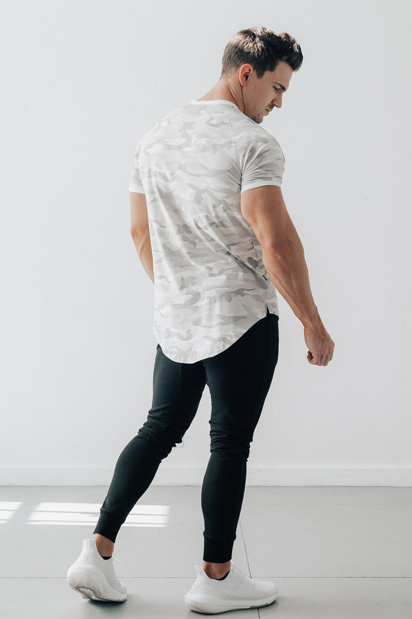Curved Scoop Hem Tee White Camo