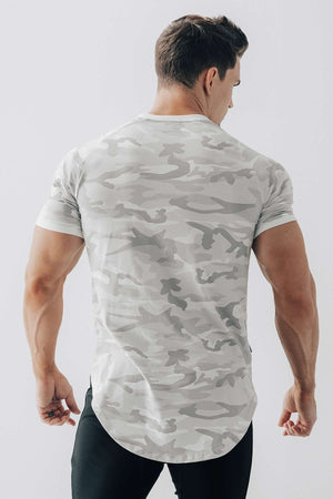 Curved Scoop Hem Tee White Camo