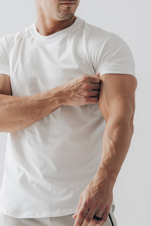 Curved Scoop Hem Tee White