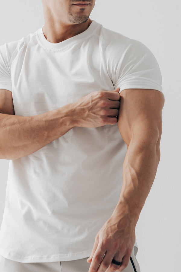 Curved Scoop Hem Tee White