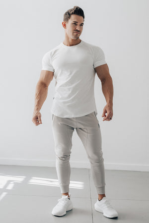 Curved Scoop Hem Tee White