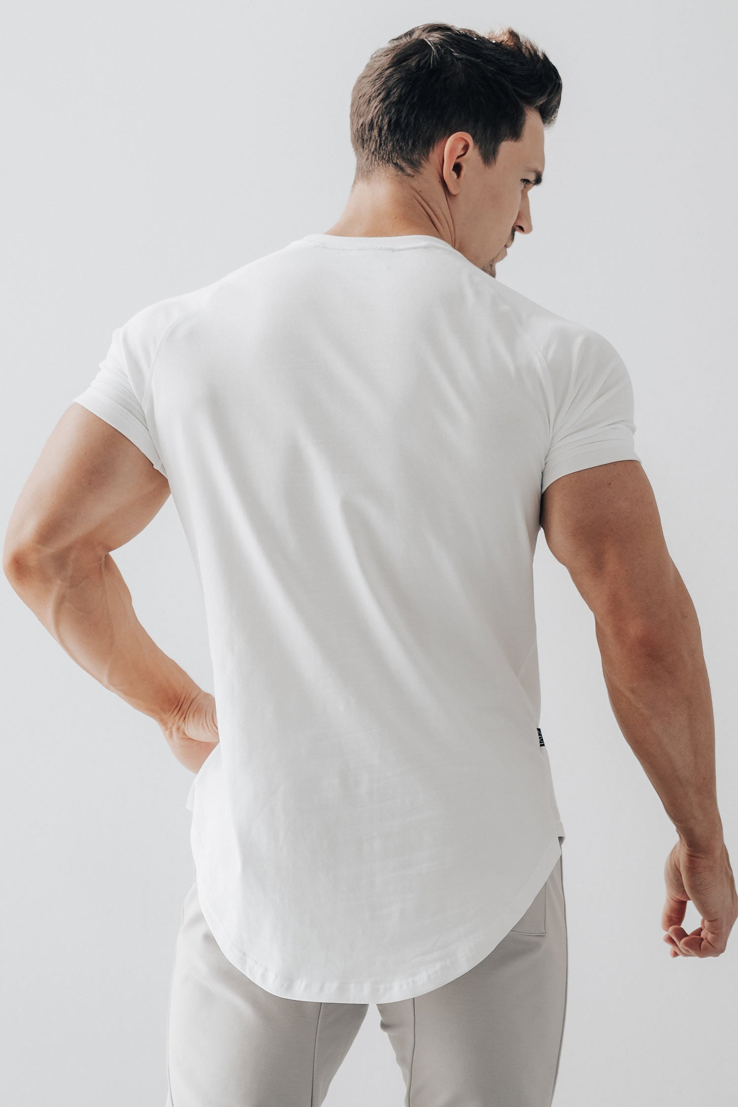 Curved Scoop Hem Tee White