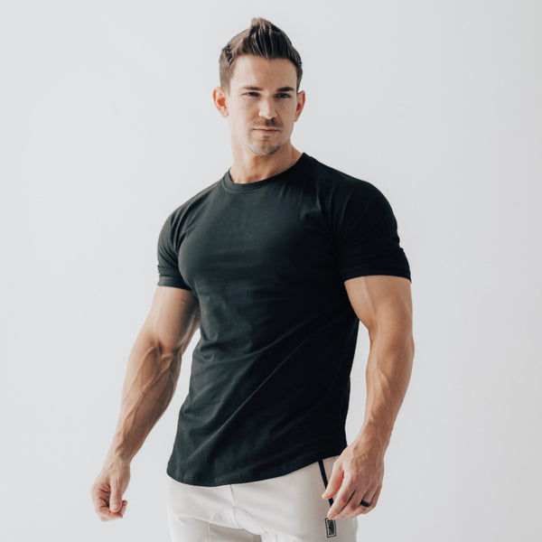 Curved Scoop Hem Tee Black - ZIVI Apparel