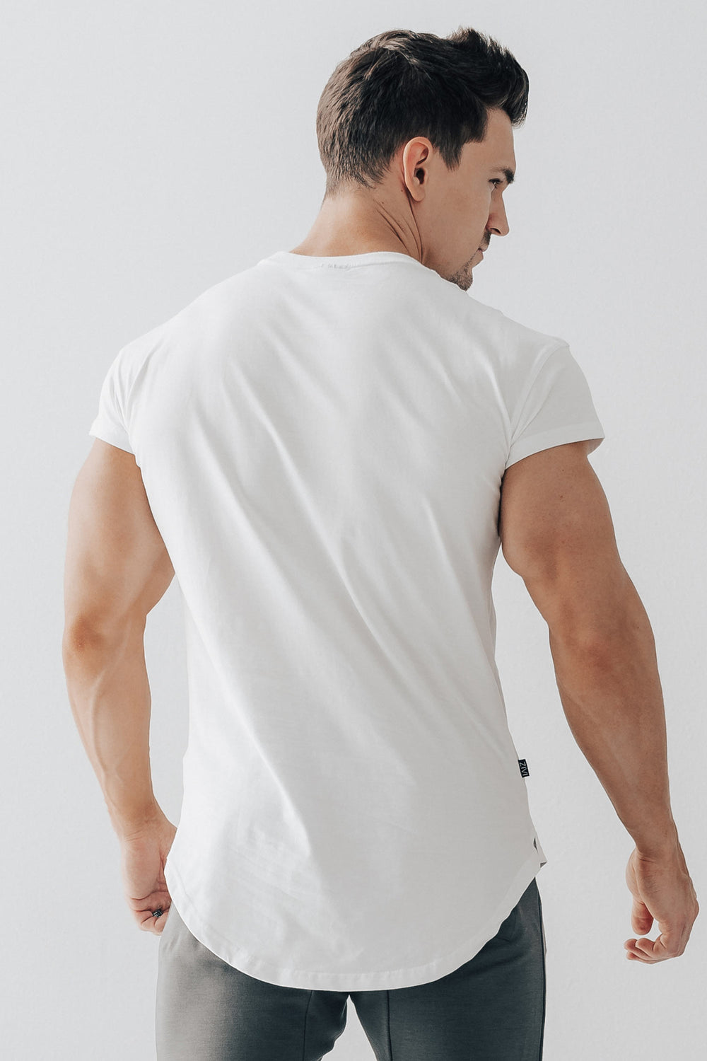 Scoop Shoulder Hem Tee White